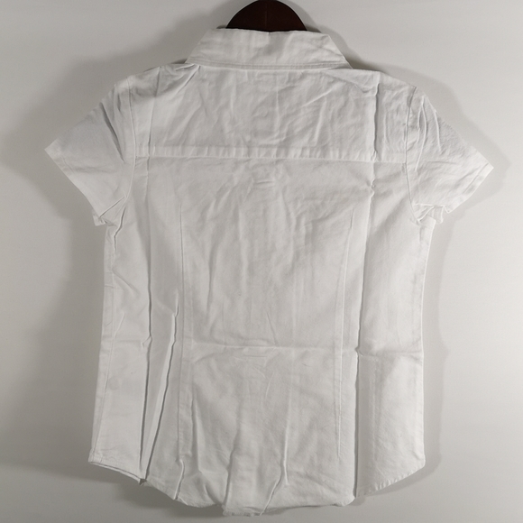 NWOT Girl's Amazon Essentials White Short-Sleeve Button Shirt, Size 6-7 - Picture 3 of 4
